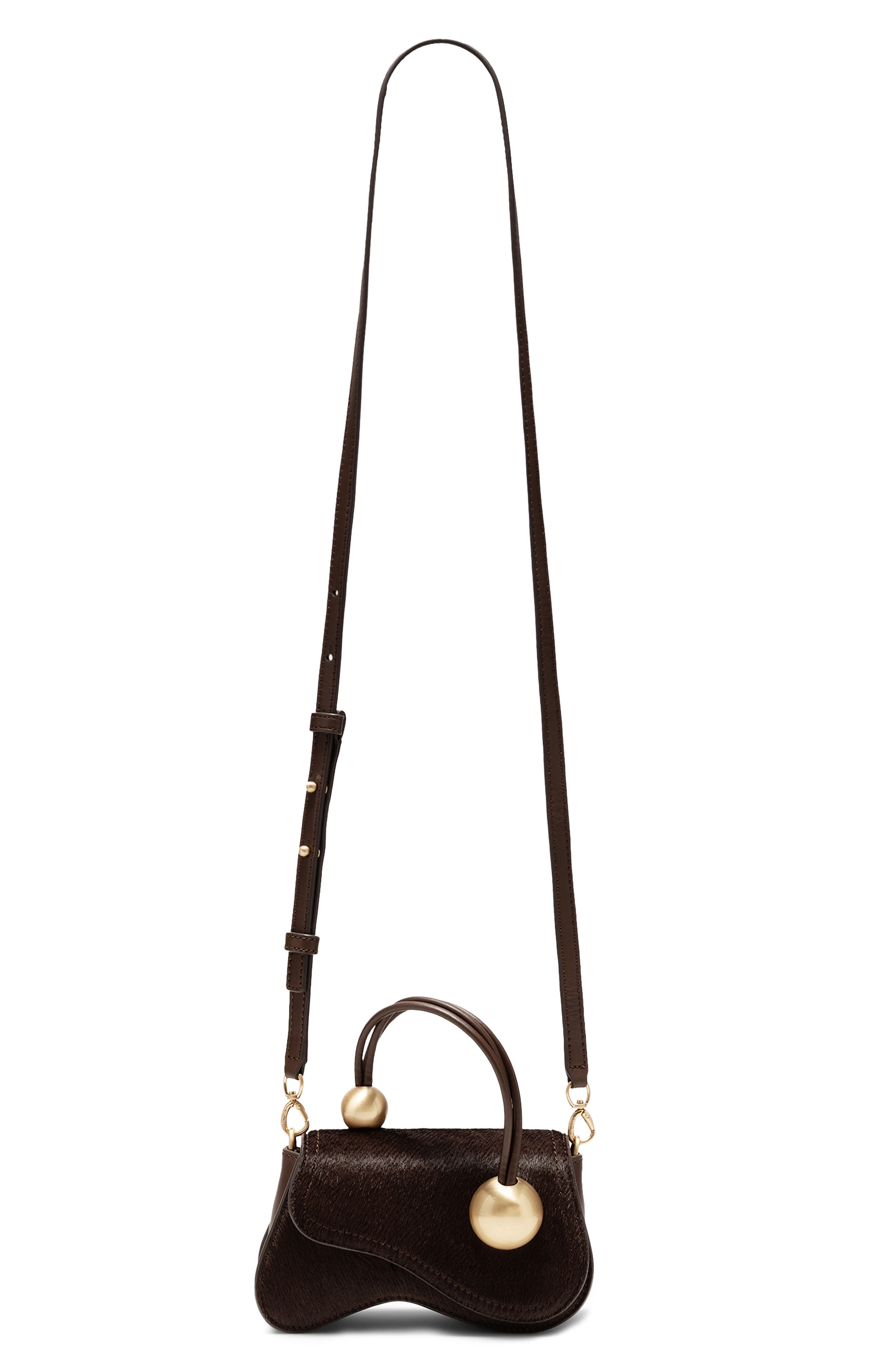 Kazia Nano Calf Hair Crossbody Bag, Alternate, color, DARK JAVA