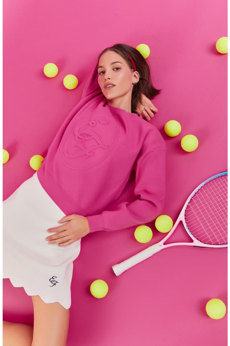 Sports Club Embossed Monogram Crewneck Sweater, Alternate, color, PINK