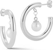 SPHERA MILANO Cultured Pearl Drop Hoop Earrings