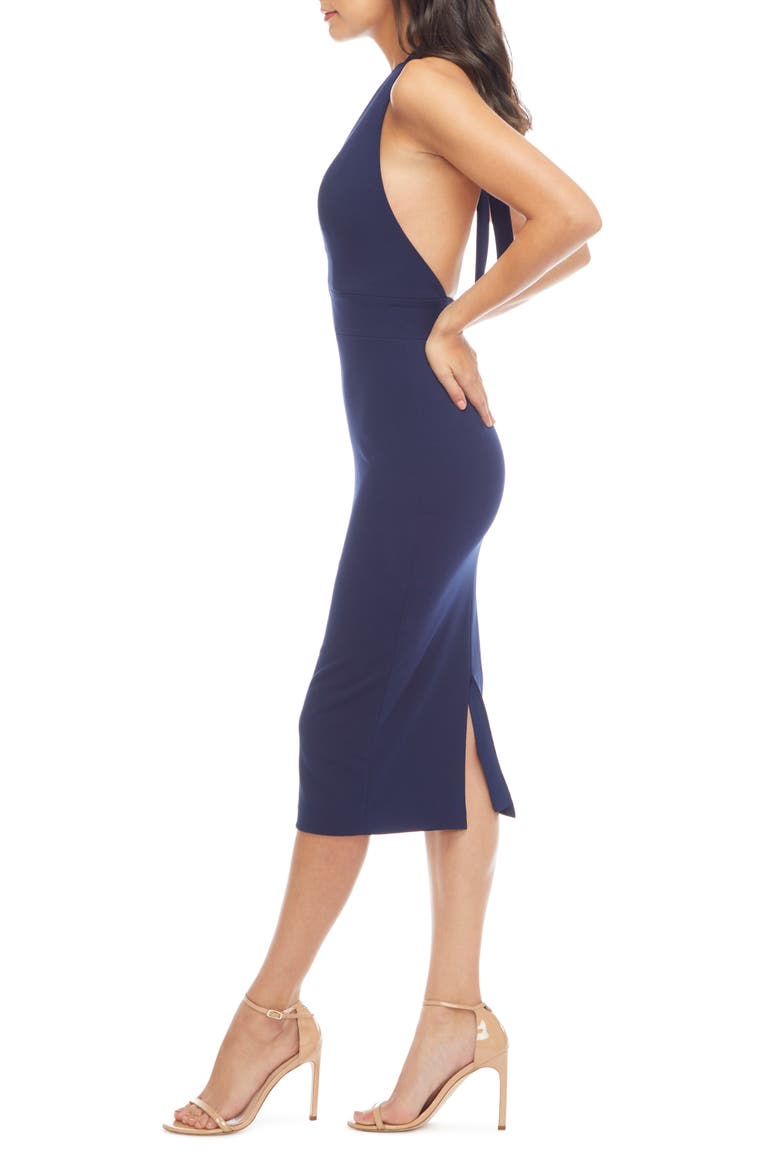 Vanessa Halter Body-Con Midi Dress, Alternate, color, NAVY