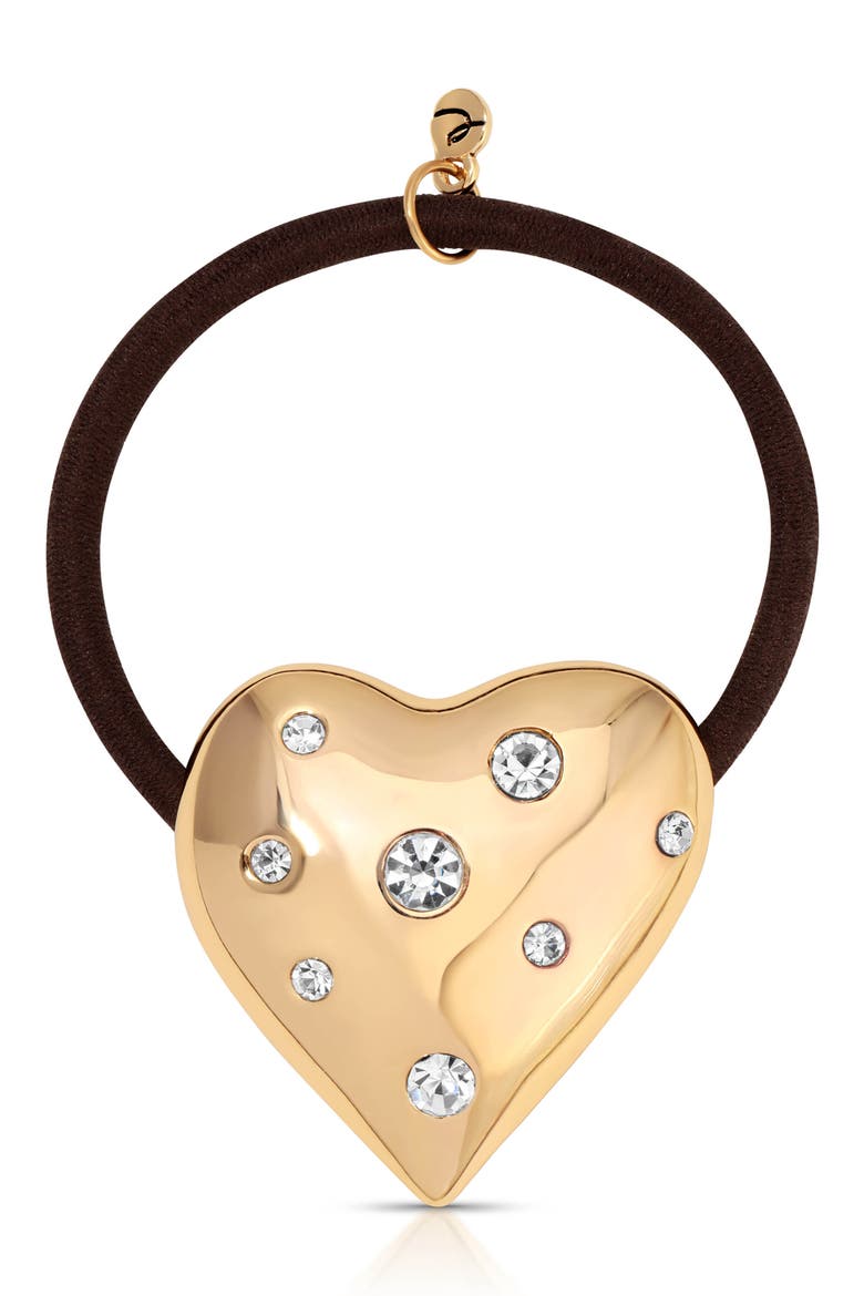 Love Embellished Heart Ponytail Holder, Alternate, color, GOLD