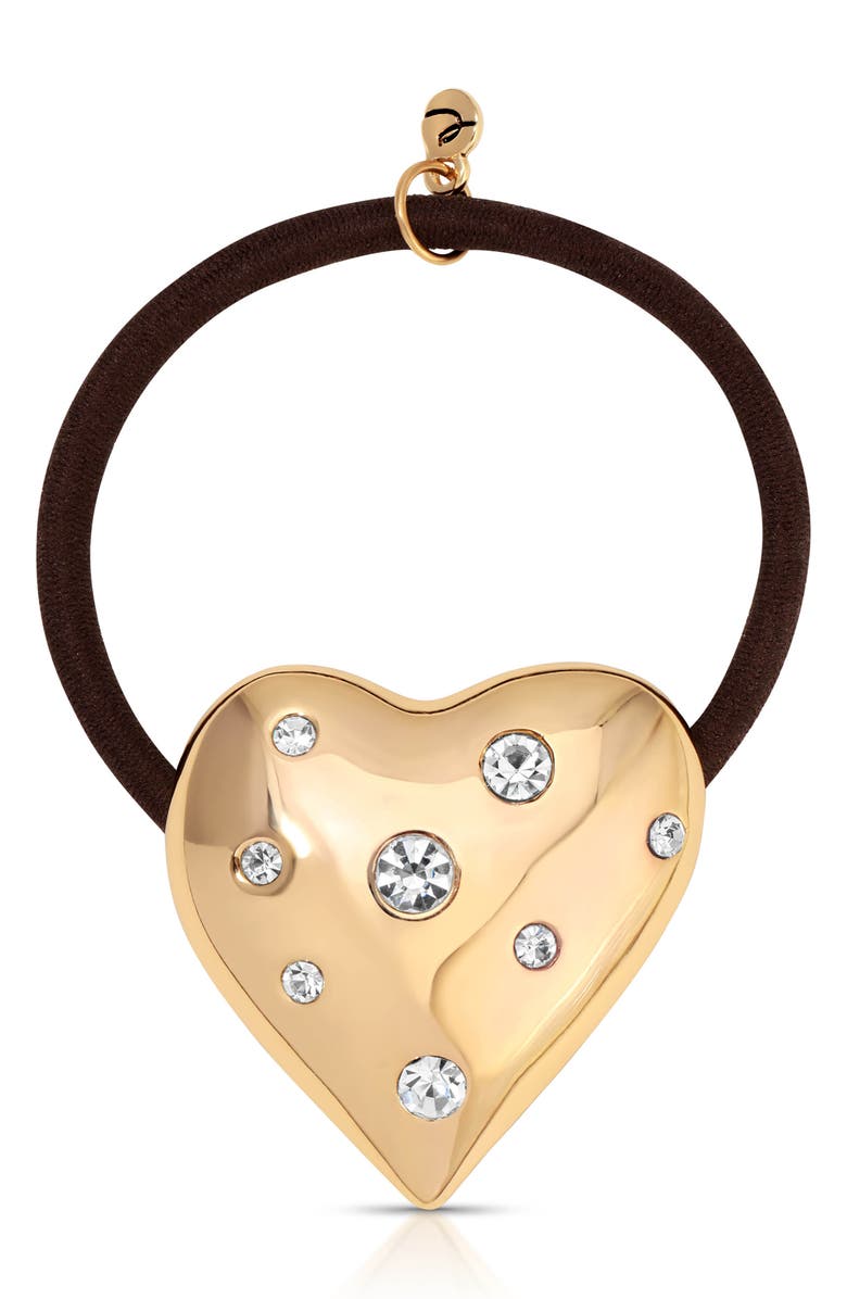 Ettika Love Embellished Heart Ponytail Holder, Alternate, color, Gold