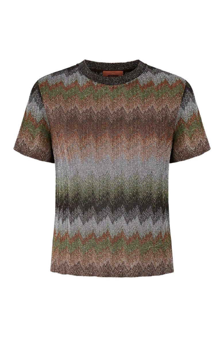 Viscose Lamé Crew-neck T-shirt With Snake Motif, Alternate, color, Multicoloured