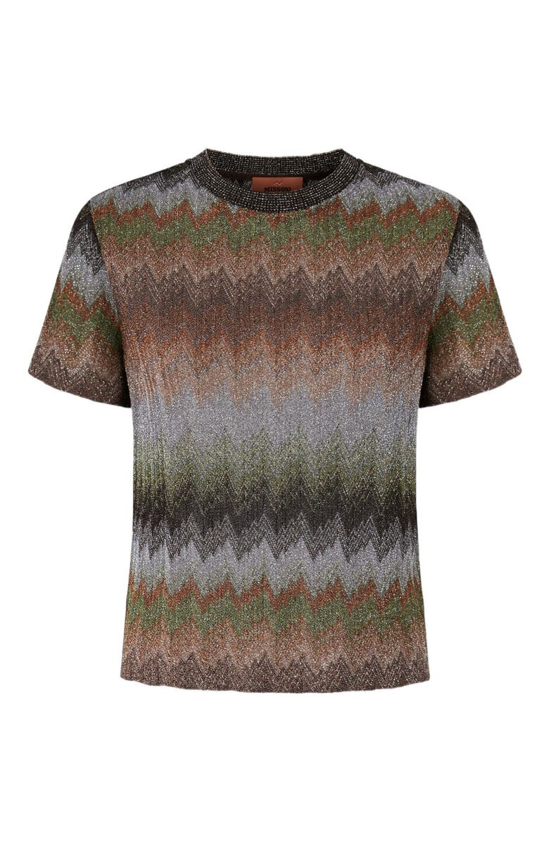 Missoni Viscose Lamé Crew-neck T-shirt With Snake Motif, Alternate, color, Green& Brown
