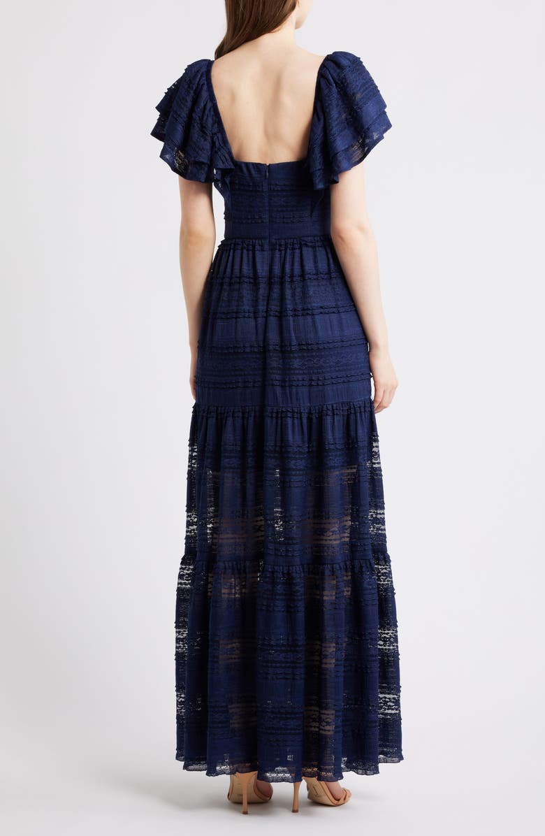 Eliza J Stretch Lace Gown, Alternate, color, Navy