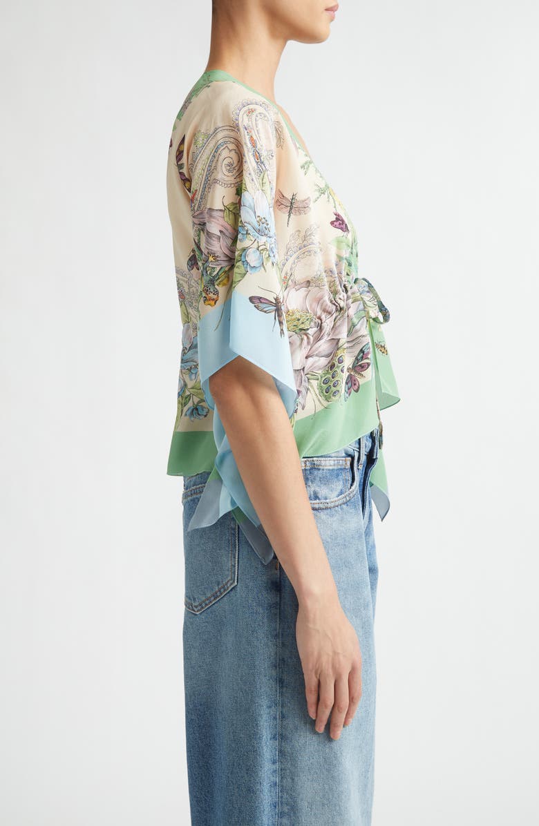 Etro Print Silk Poncho, Alternate, color, Multicolor Pink Base