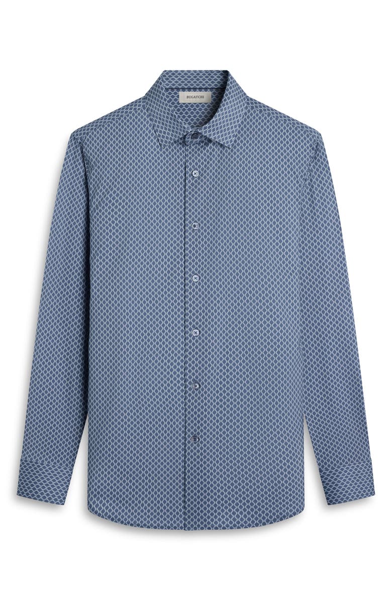 Bugatchi Jules OoohCotton<sup>®</sup> Geo Print Button-Up Shirt, Alternate, color, Teal