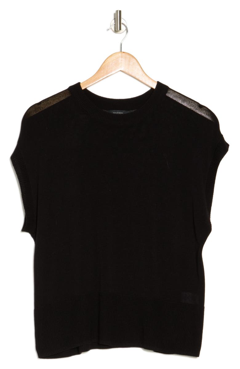 Halogen<sup>®</sup> Crewneck Rib Sweater Top, Alternate, color, Rich Black 060