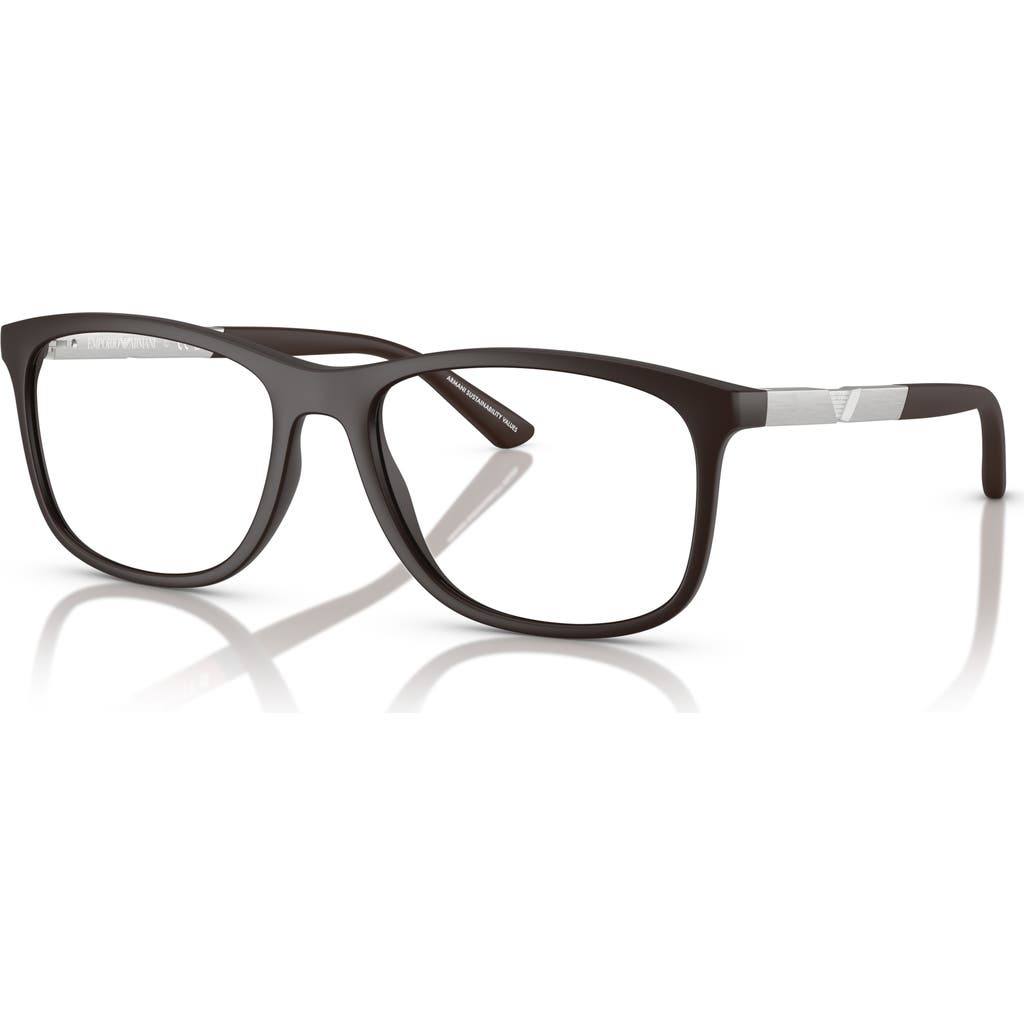 Emporio Armani 55mm Rectangle Optical Glasses In Brown