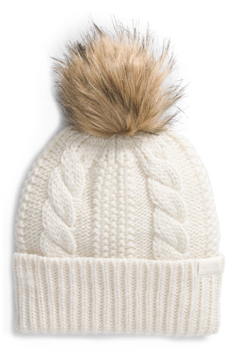 Oh Mega Faux Fur Pom Beanie, Main, color, WHITE DUNE