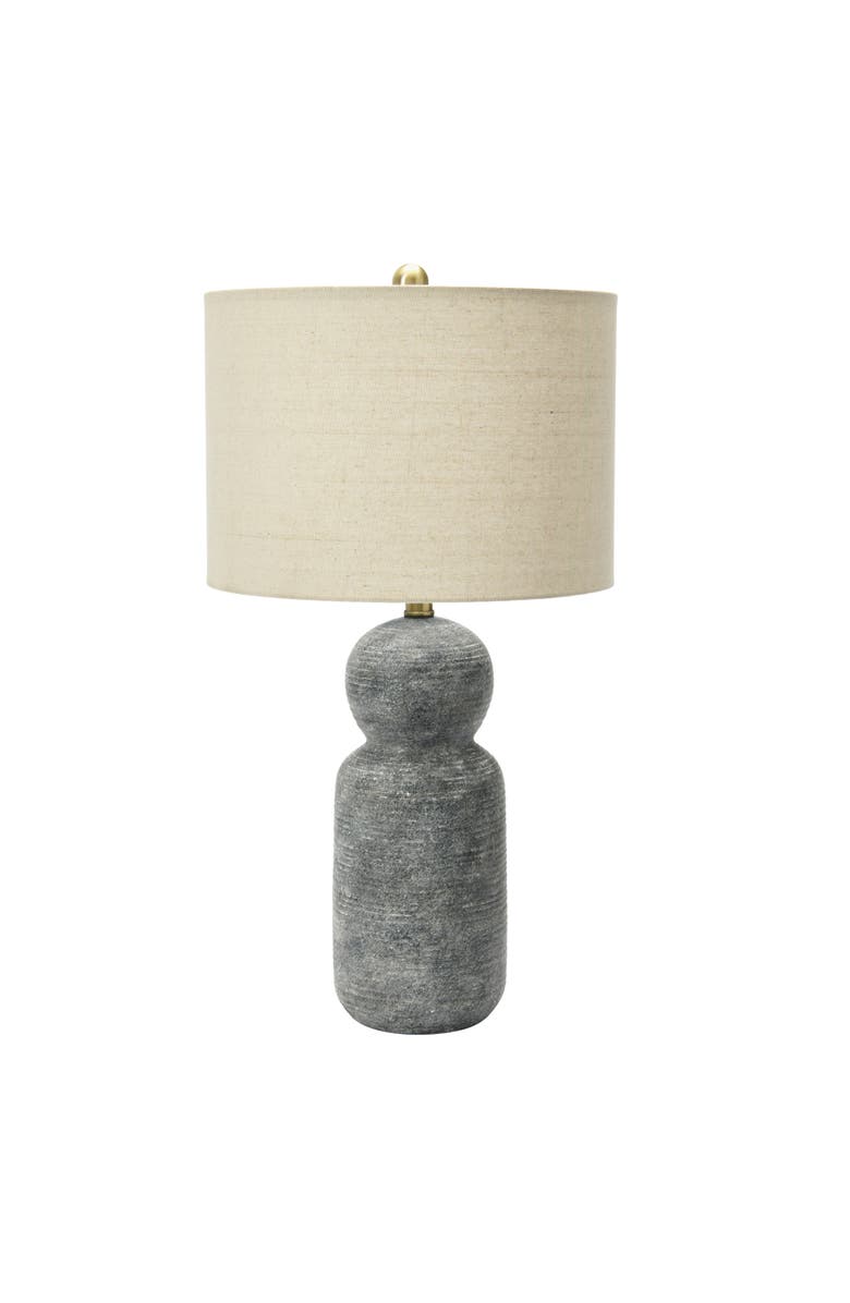 Storied Home 14" Round Stoneware Desk Lamp, Main, color, Grey