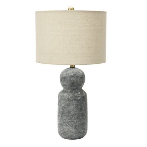 Storied Home 14" Round Stoneware Desk Lamp In Gray