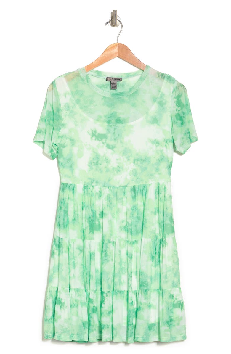 Love By Design Cate Floral Print Tiered T-Shirt Dress, Alternate, color, Sage Tie Dye