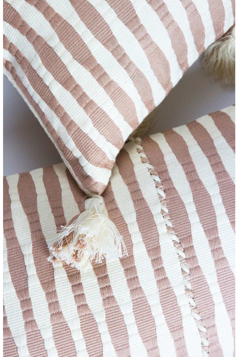 Antigua Classic Striped Handwoven Cotton Throw Pillow, Alternate, color, Tan