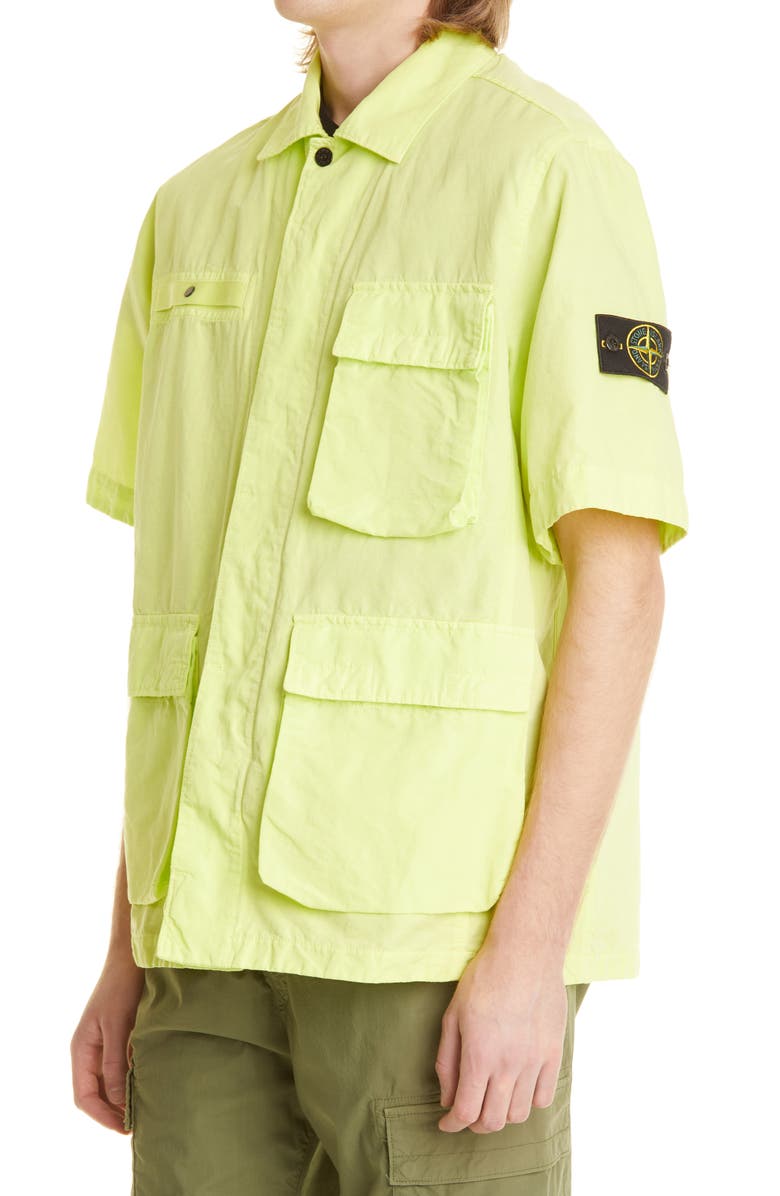 Stone Island Short Sleeve Cotton & Linen Shirt Jacket, Alternate, color, 