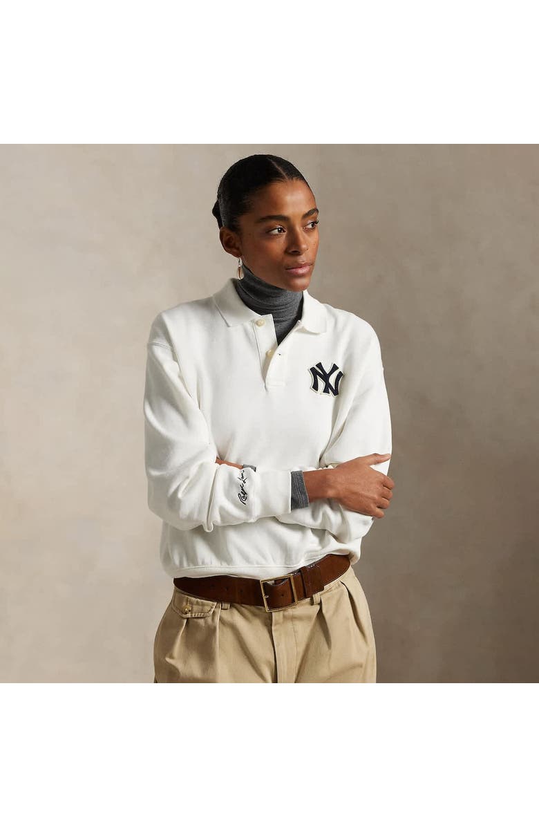 Polo Ralph Lauren White Yankees  Fleece Polo, Alternate, color, 