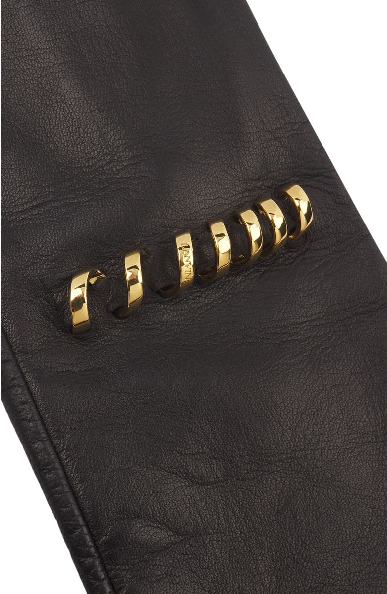 Lanvin Melodie Leather Gloves, Alternate, color, Black