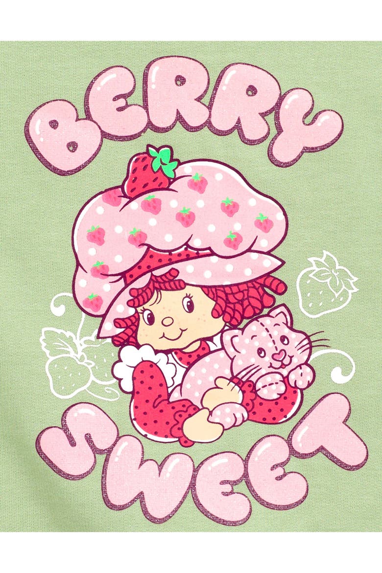 Fleece Sweatshirt and Flare Pants Set, Alternate, color, Strawberry Pale Green
