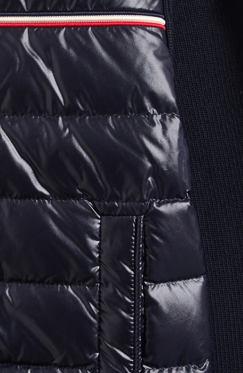 Moncler Kids' Wool Knit & Quilted Down Cardigan, Alternate, color, Navy