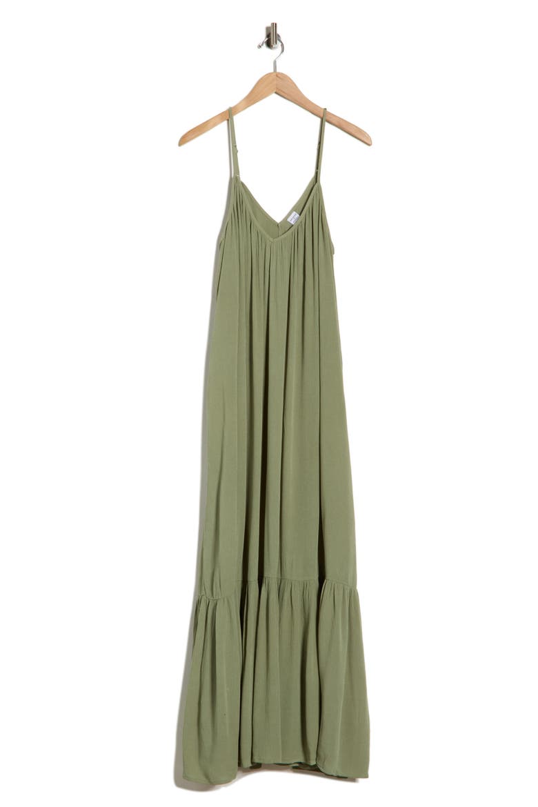 Ruffle Hem Gauze Maxi Slipdress, Alternate, color, OLIVE ACORN