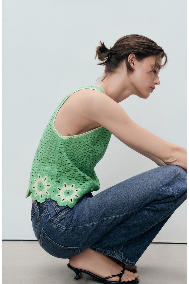 Floral Scallop Crochet Tank, Alternate, color, PASTEL GREEN