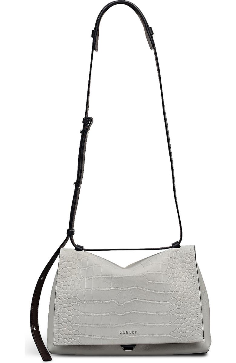 Radley Mercer Street - Faux Croc Medium Flapover Shoulder Bag, Alternate, color, Snow
