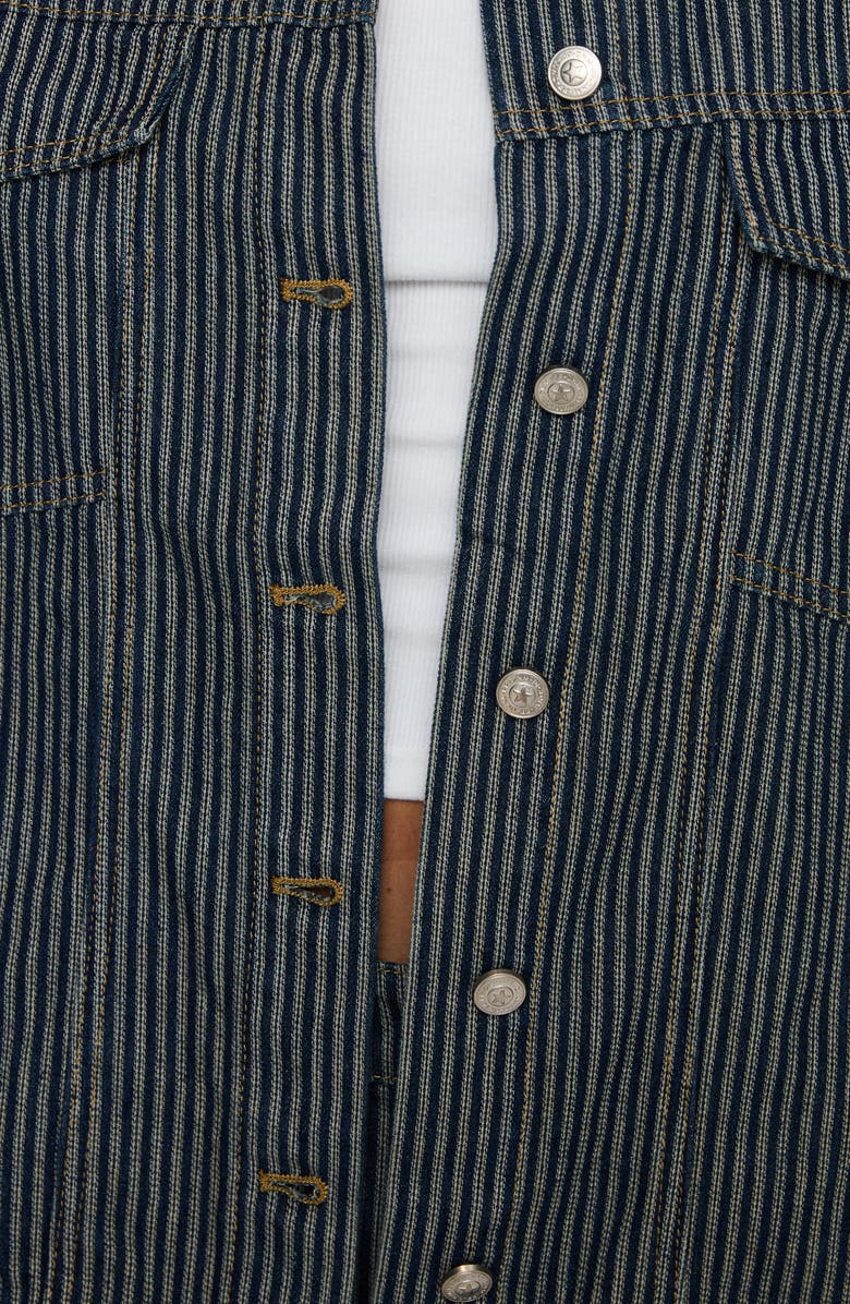 Princess Polly Actually Invested Stripe Denim Jacket, Alternate, color, 