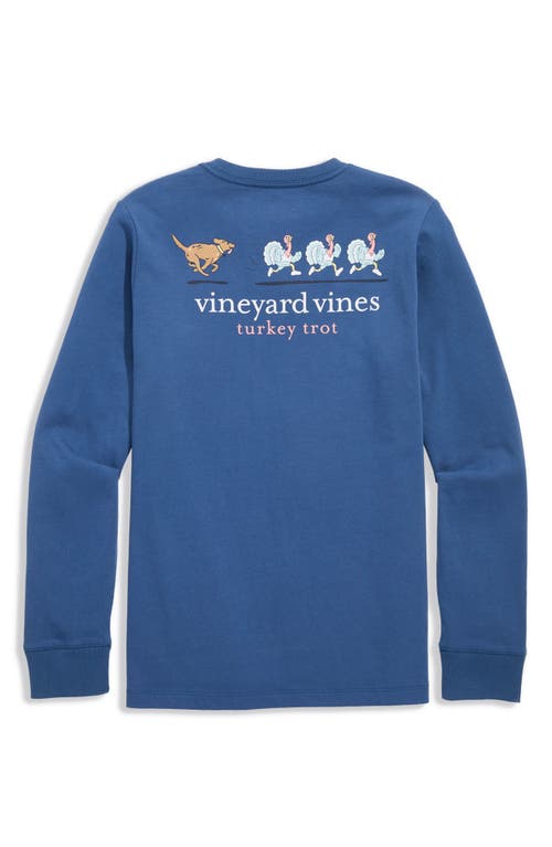 Vineyard Vines Kids' Turkey Trot Long Sleeve Cotton Graphic T-shirt In Blue