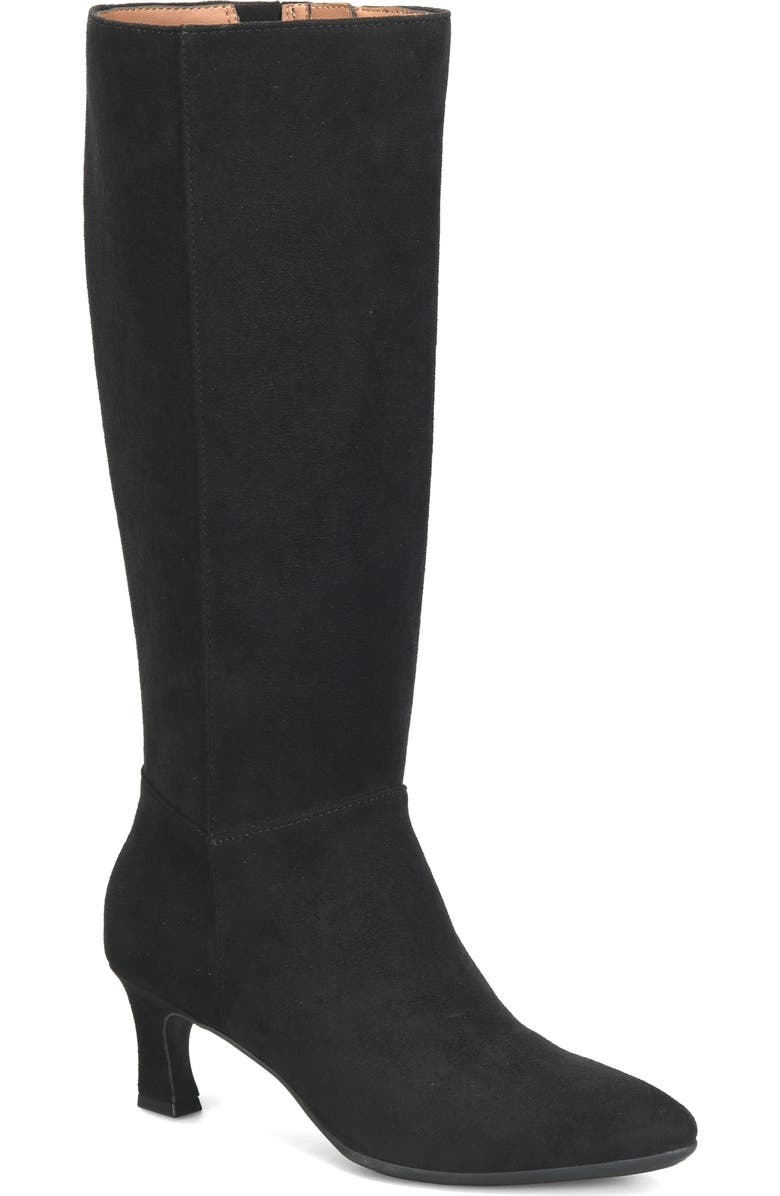 EUROSOFT Venice Knee High Boot, Main, color, Black Suede