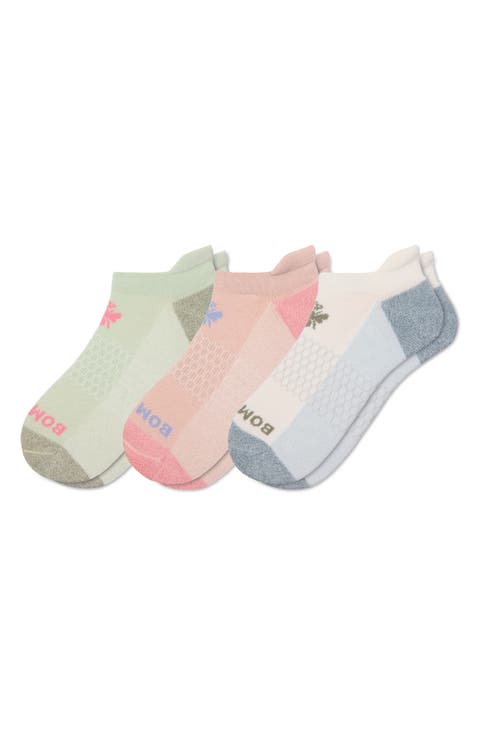 Bee Assorted 3-Pack Cushioned Cotton Blend Marled Ankle Socks