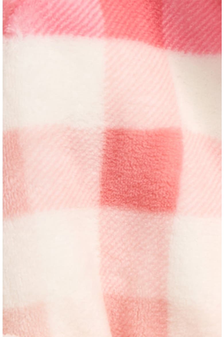 Kids' Hooded Fleece Robe, Alternate, color, PINK ROUGE BUFFALO CHECK