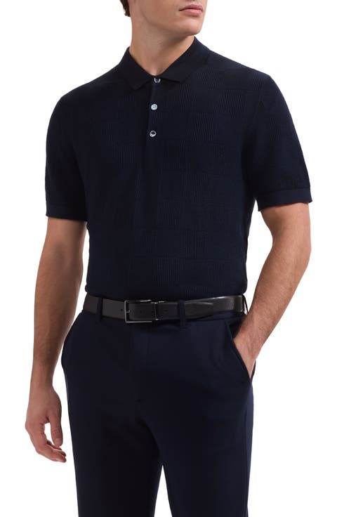 Checkerboard Stitch Polo Sweater