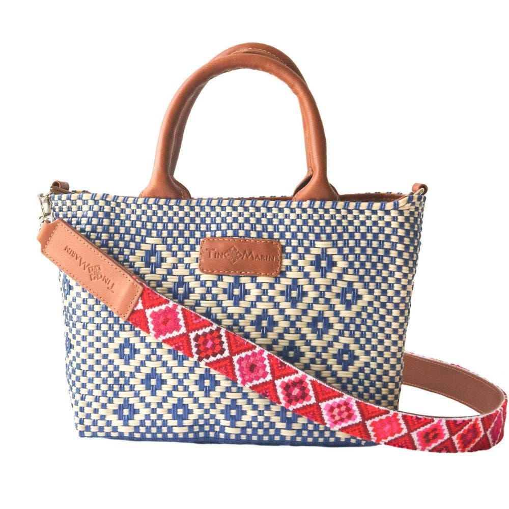 Mai Woven Bag Strap - Poppy with Leather, Alternate, color, Tan Leather