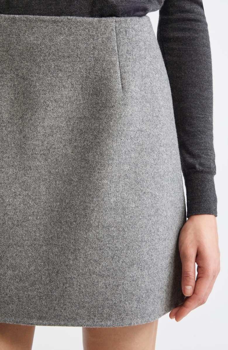 Carolina Herrera Virgin Wool Miniskirt, Alternate, color, Melange Grey