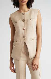 Veronica Beard Tamara Linen Blend Twill Vest