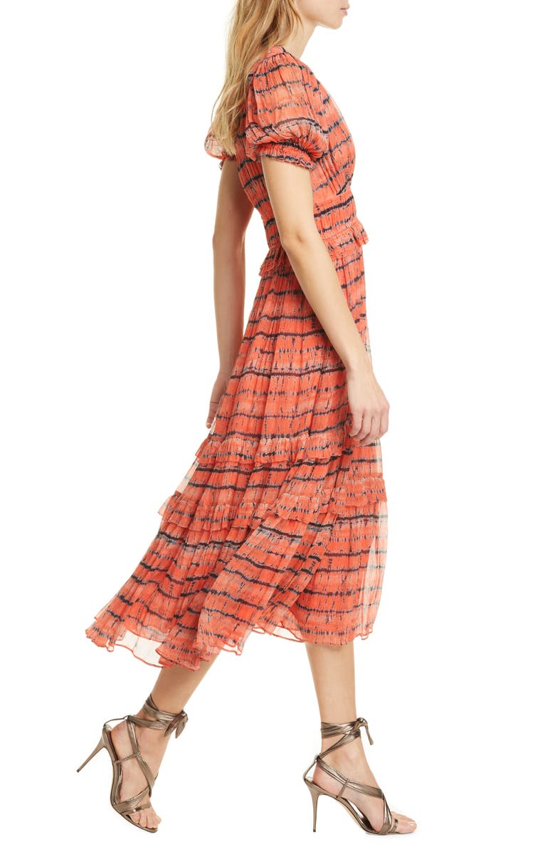 Ulla Johnson Elodie Tie Dye Silk Midi Dress, Alternate, color,