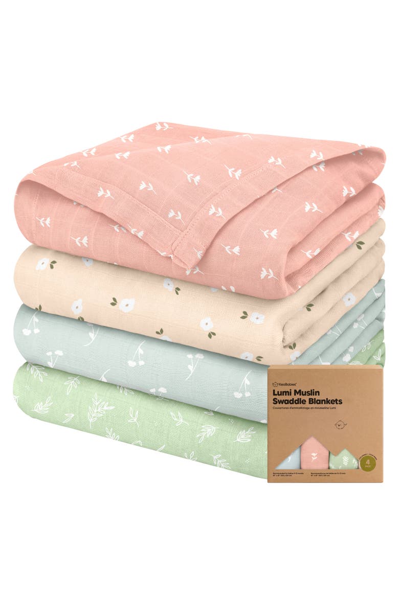 Lumi Muslin Swaddle Blankets, Main, color, Bloom