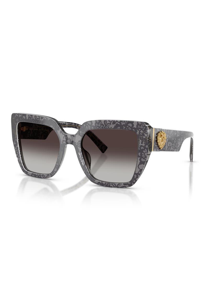 54mm Square Sunglasses, Alternate, color, PRINT BLACK LACE / GREY