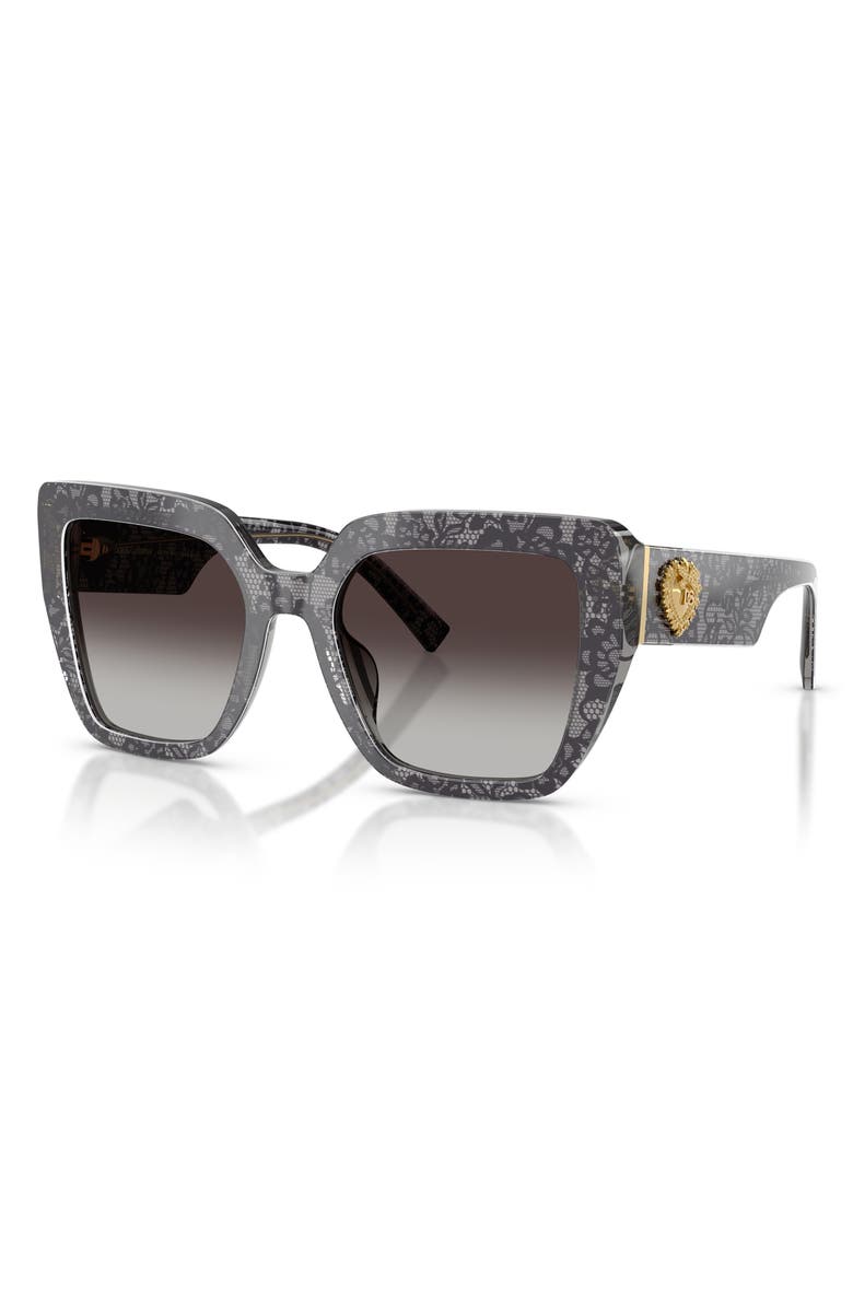 Dolce&Gabbana 54mm Square Sunglasses, Alternate, color, Print Black Lace / Grey