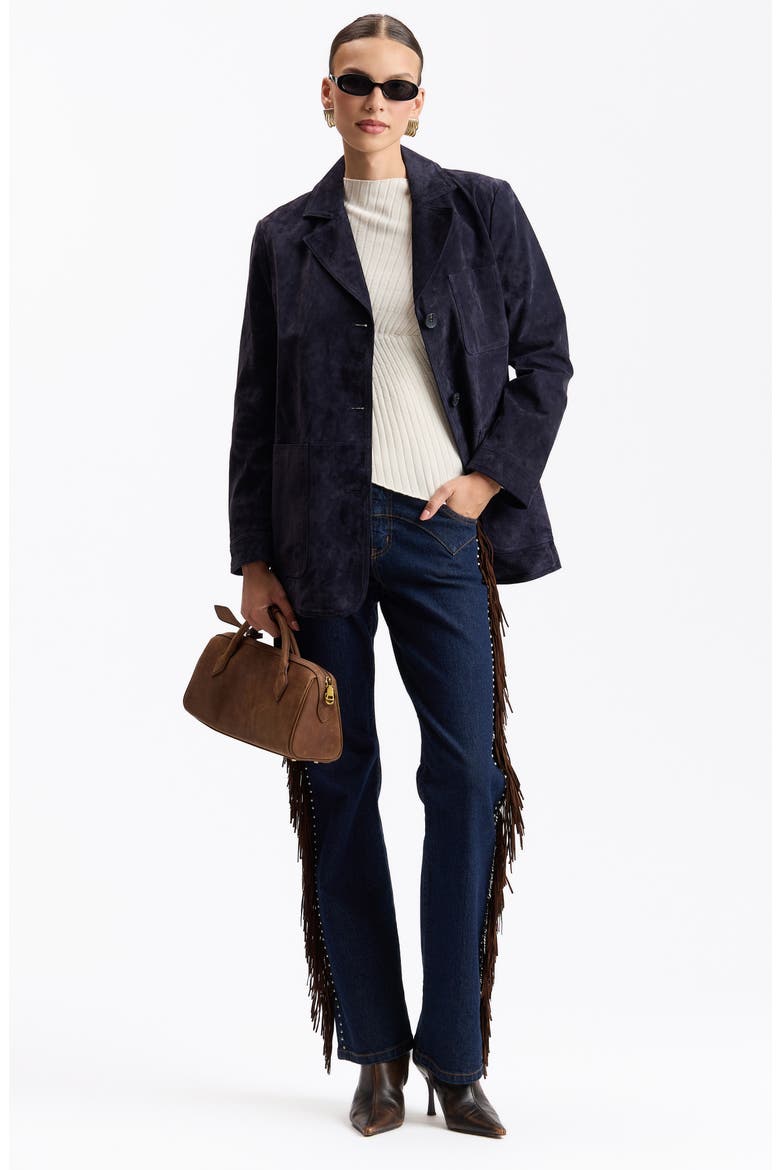 Suede Boyfriend Blazer, Alternate, color, IMPERIAL