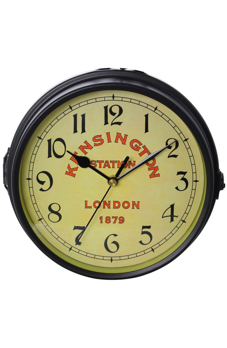 Bedford Clock Collection Double Sided Wall Clock Vintage Antique-Look Mount Station Clock, Alternate, color, Black