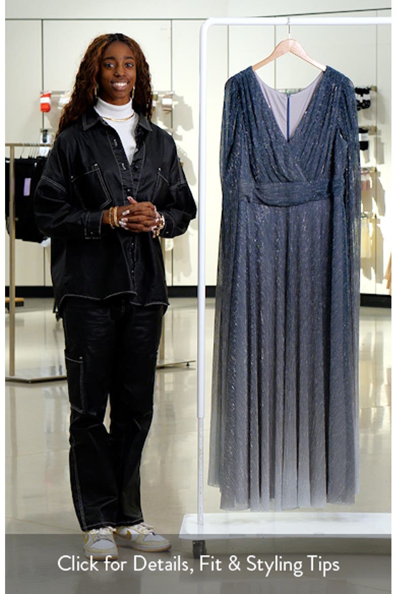 Metallic Cape Sleeve Gown video