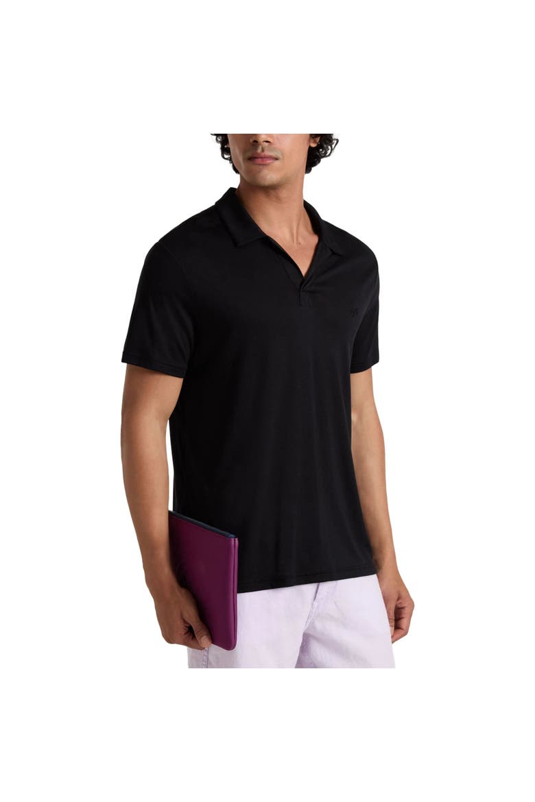 Men Tencel Polo Shirt Solid, Alternate, color, Black