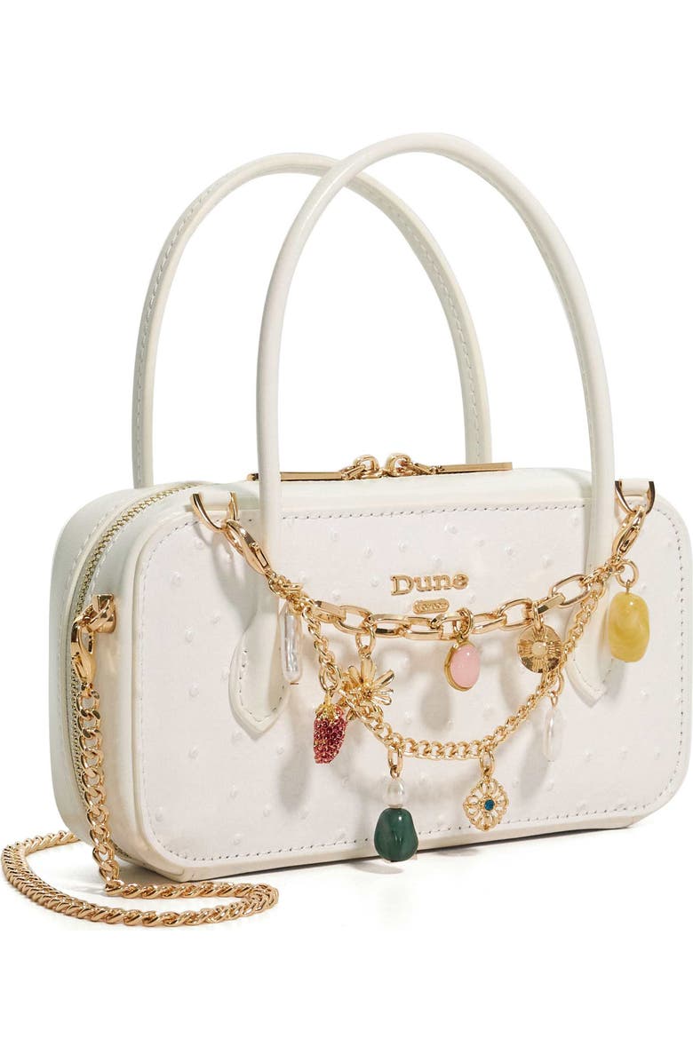 Dune London Song Leather To Handle Bag, Alternate, color, White