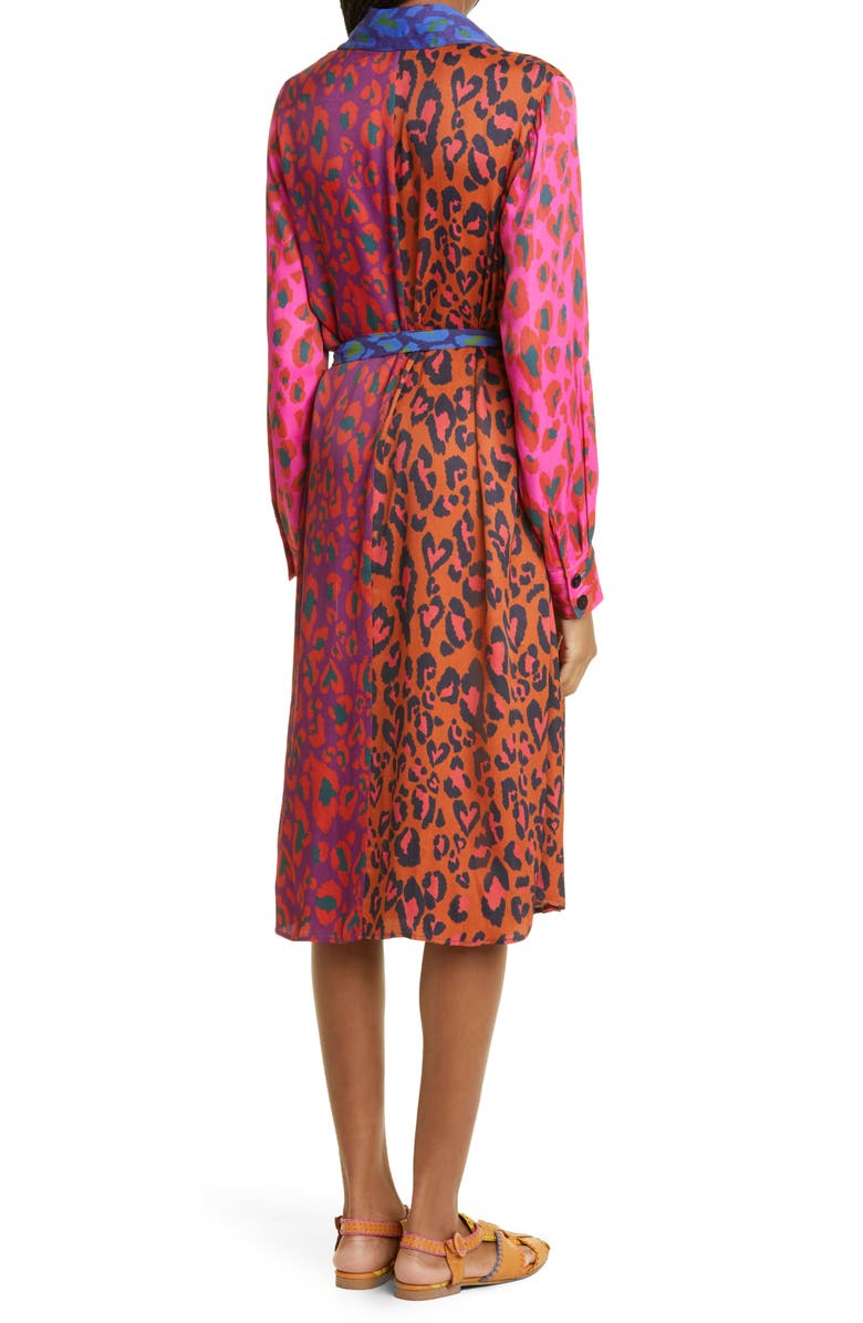 FARM Rio Leopard Mix Print Long Sleeve Shirtdress, Alternate, color, 
