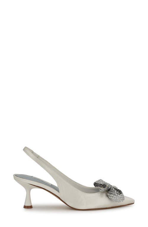 Nine West Rills Slingback Pointed Toe Kitten Heel Pump In White