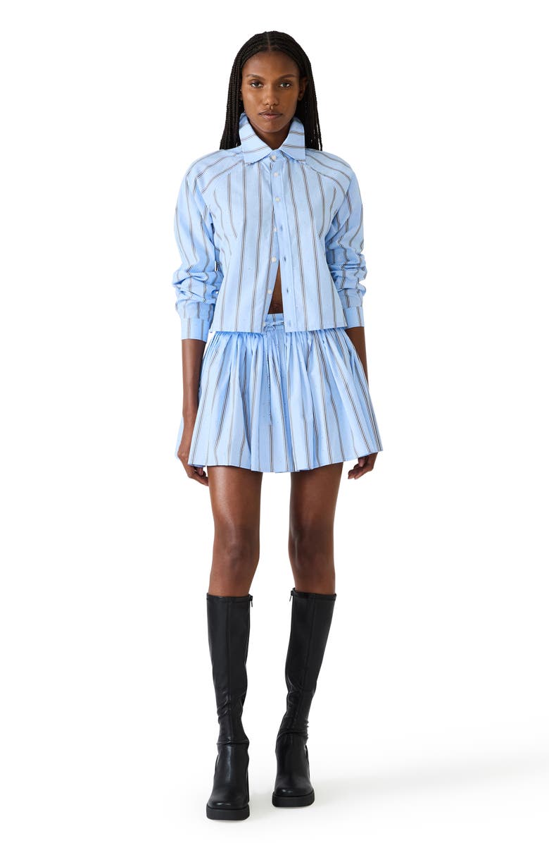 Steve Madden Tyria Stripe Embellished Drawstring Miniskirt, Alternate, color, Estate Blue