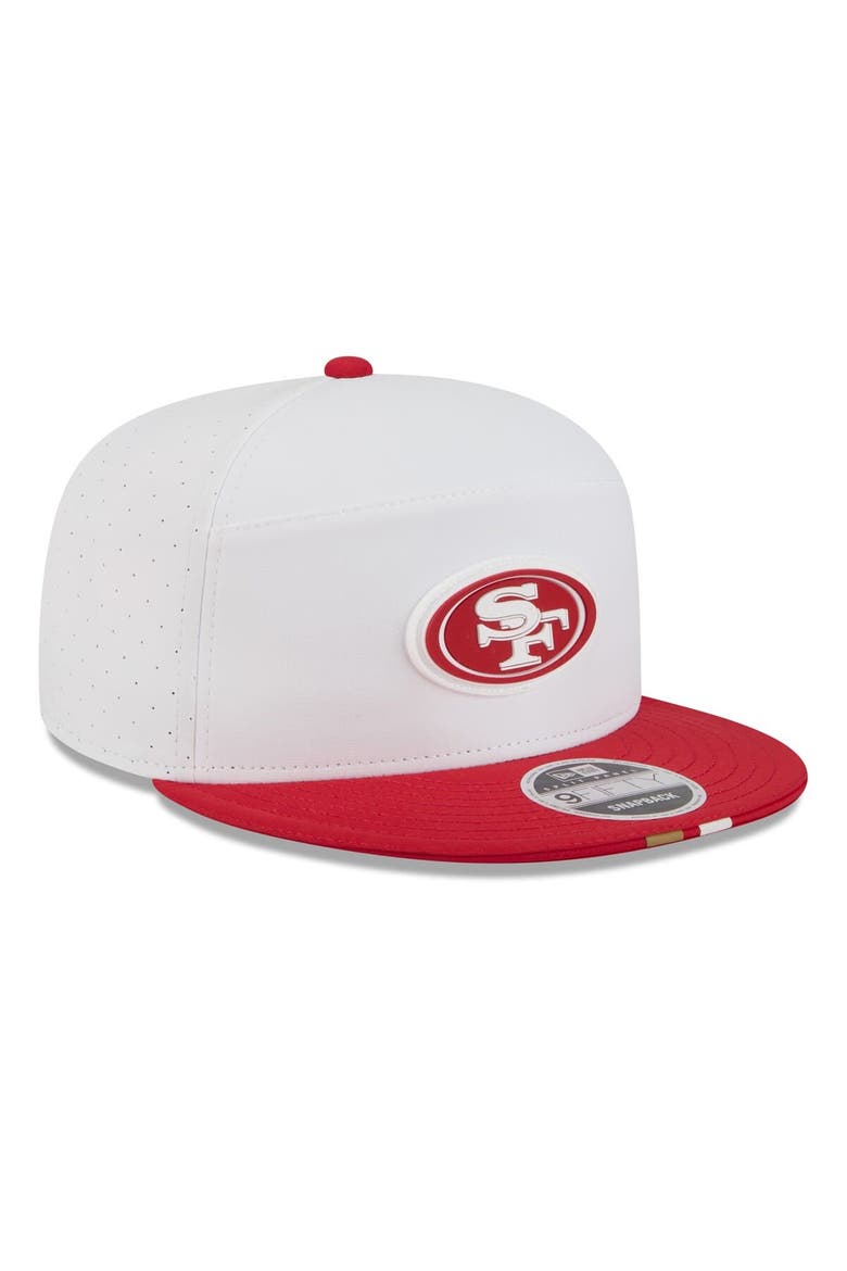 Men's New Era  White/Scarlet San Francisco 49ers 2025 NFL Training Camp Split Panel 9FIFTY Snapback Hat, Alternate, color, White