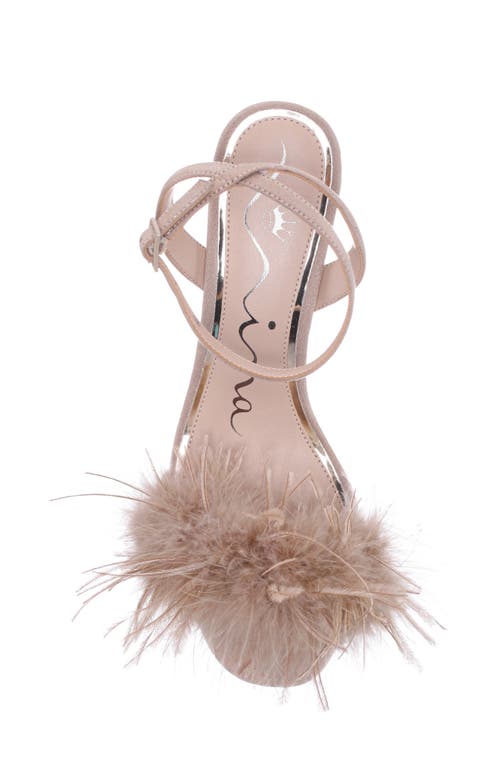 Nina Bev Ankle Strap Faux Feather Sandal In Multi