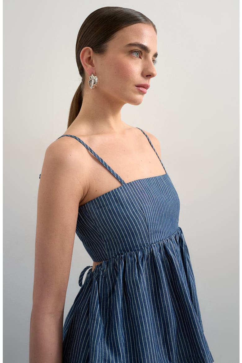 Pinstripe Denim Strappy Cami, Alternate, color, MEDIUM BLUE